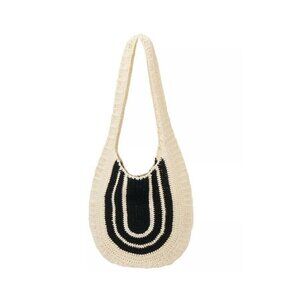 URBAN ORIGINALS Valley crochet handmade women's hobo tote bag -CREAM/BLACK